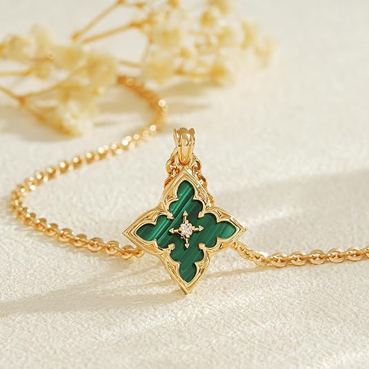 Smaragd Clover Pendant Halskette | Gold