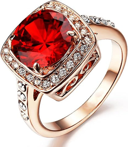 Rubin Halo Statement Ring | Rose Gold