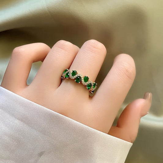 Calira Sparkling Smaragd Open Ring | Gold