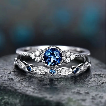 Silber Saphir Halo Ring