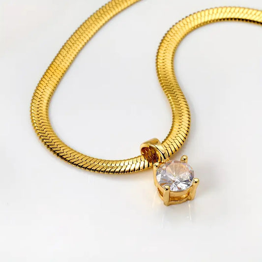 Elegant Rhinestone Pendant Halskette | Gold