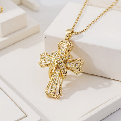 Radiant Cross Pendant Halskette | Gold