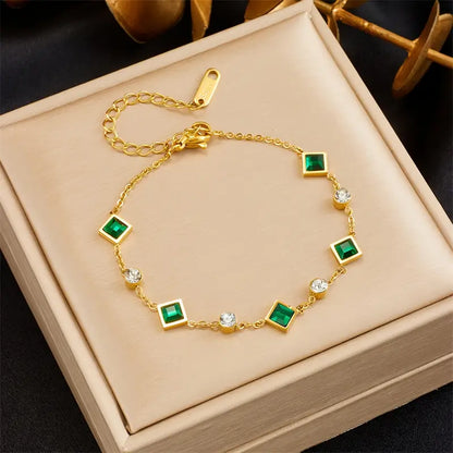 Gold Smaragd Station Armband