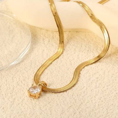 Elegant Rhinestone Pendant Halskette | Gold