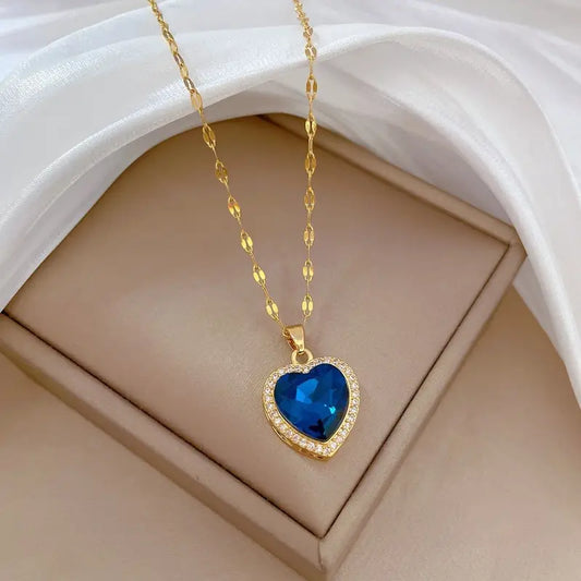 Gold Saphir Herz Halskette