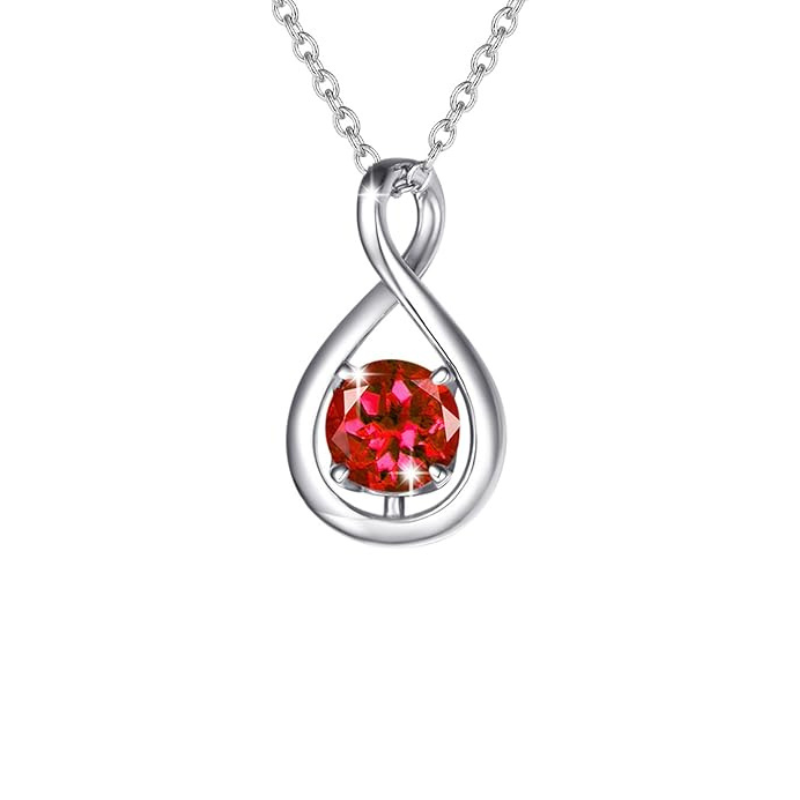 Rubin Infinity Pendant Halskette | Weiß Gold