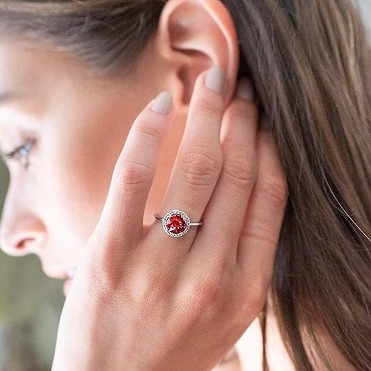 Crimson Glow Promise Rubin Ring | Weiß Gold