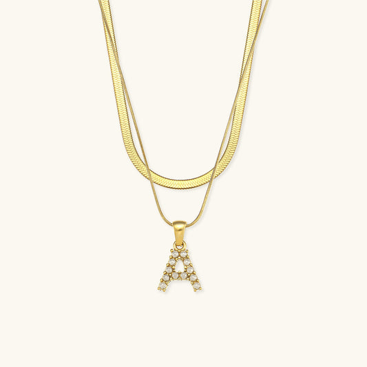 Fiona Layered Gold Initial Letter Halskette