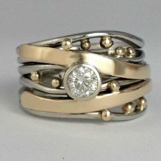 Silber and Gold Bezel Wrap Ring