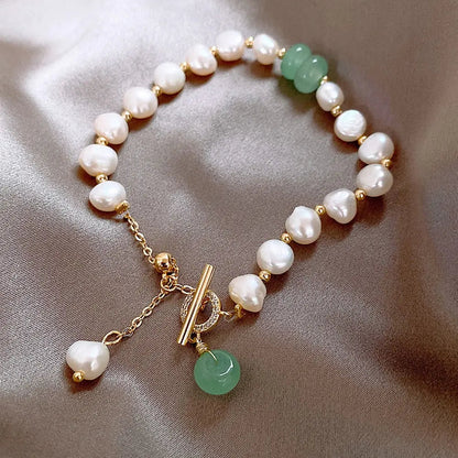 Freshwater Perle & Jade Armband