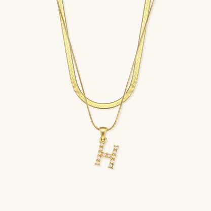 Fiona Layered Gold Initial Letter Halskette