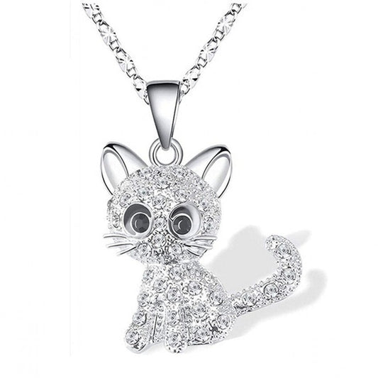 Silber Baby Kittens and Coloured Zirconia Halskette
