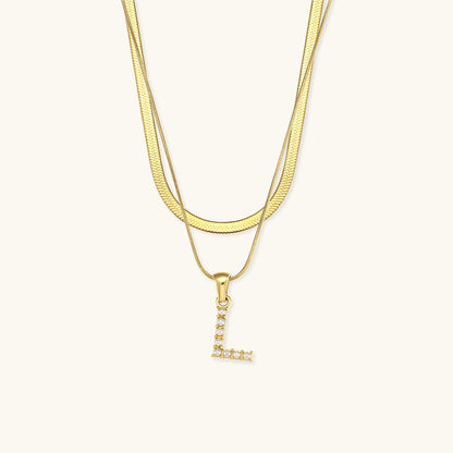 Fiona Layered Gold Initial Letter Halskette