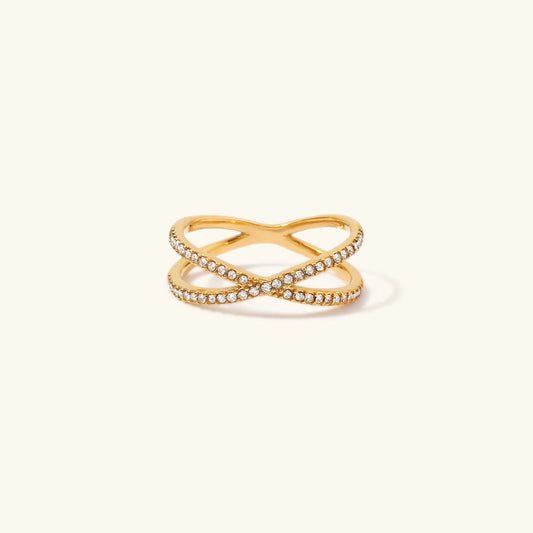 Nia Gold Diamant Cross Ring