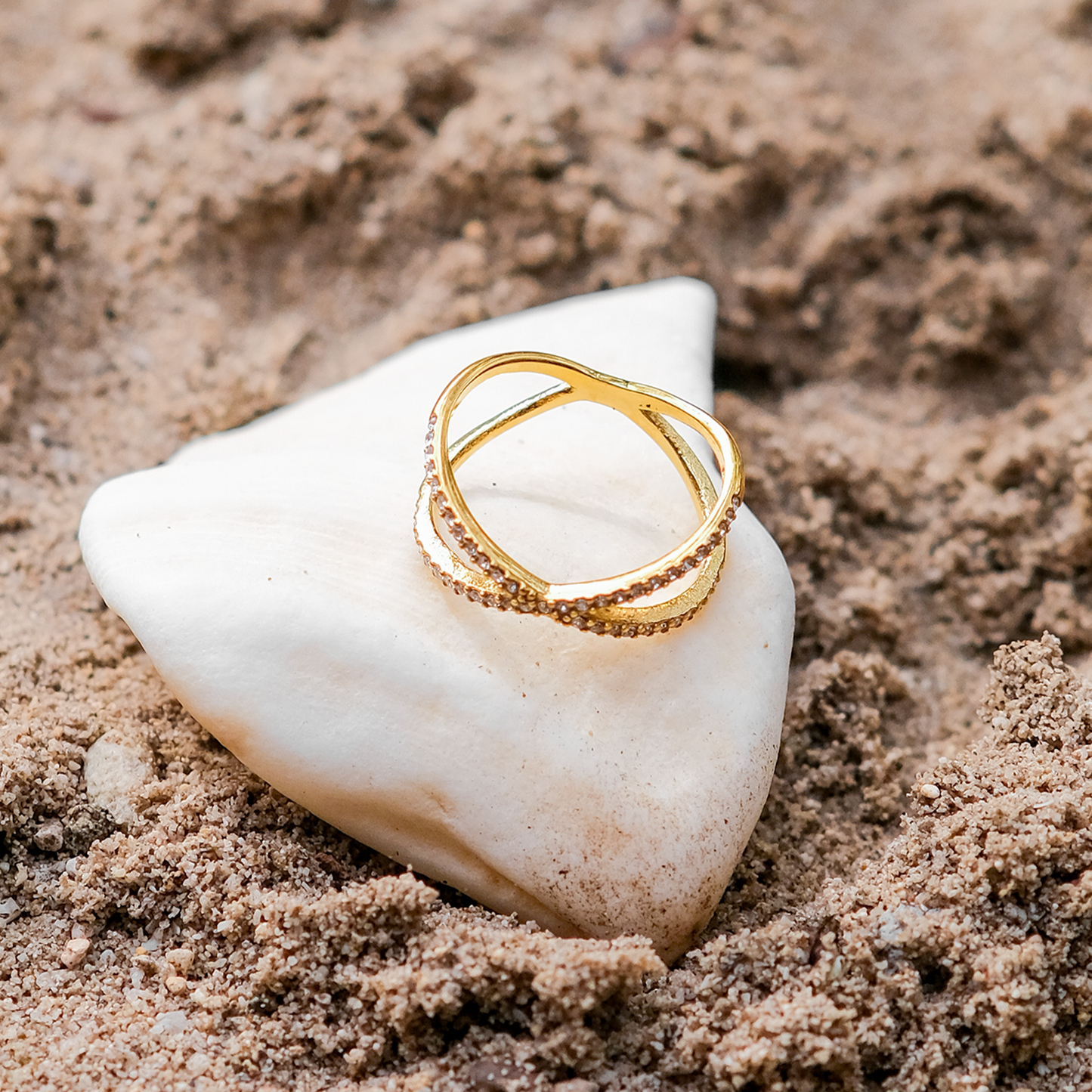 Nia Gold Diamant Cross Ring