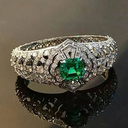Smaragd Art Deco Ring | Weiß Gold