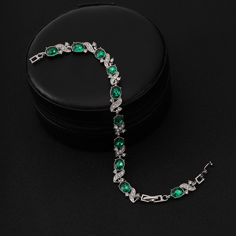 Silber Smaragd Vintage Link Armband
