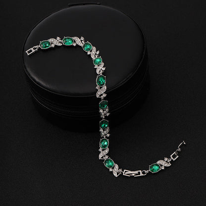 Silber Smaragd Vintage Link Armband