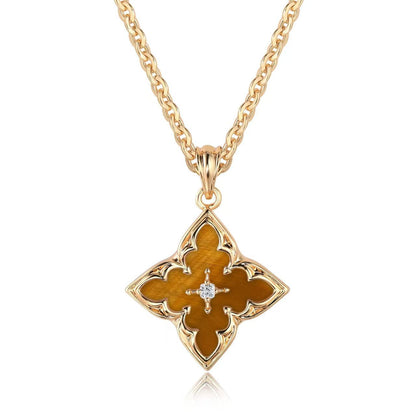 Blue Clover Pendant Halskette | Gold
