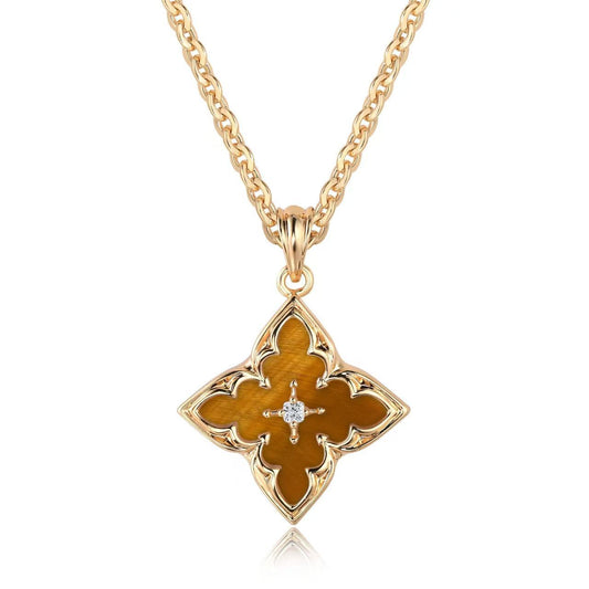 Brown Clover Pendant Halskette | Gold