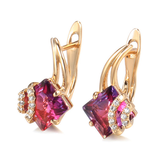 Crimson Square Kristall Ohrringe | Rosegold