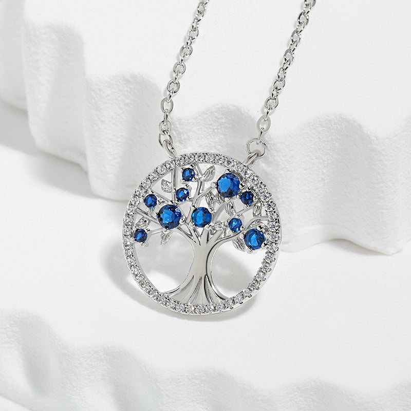Tree of Life Saphir Halskette | Weiß Gold