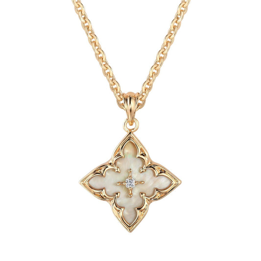 Weiß Clover Pendant Halskette | Gold