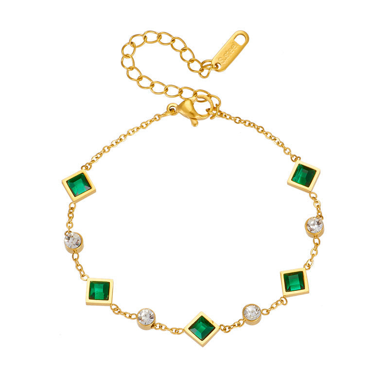 Gold Smaragd Station Armband