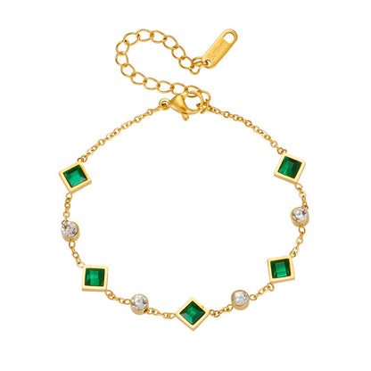 Gold Smaragd Station Armband
