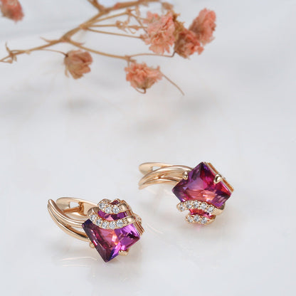 Crimson Square Kristall Ohrringe | Rosegold