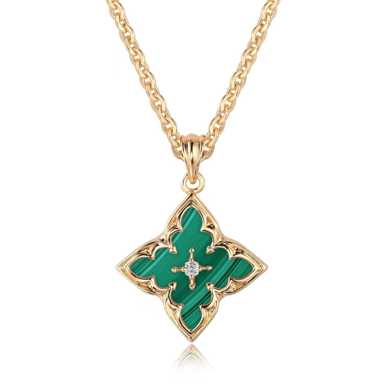 Blue Clover Pendant Halskette | Gold