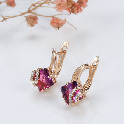 Crimson Square Kristall Ohrringe | Rosegold