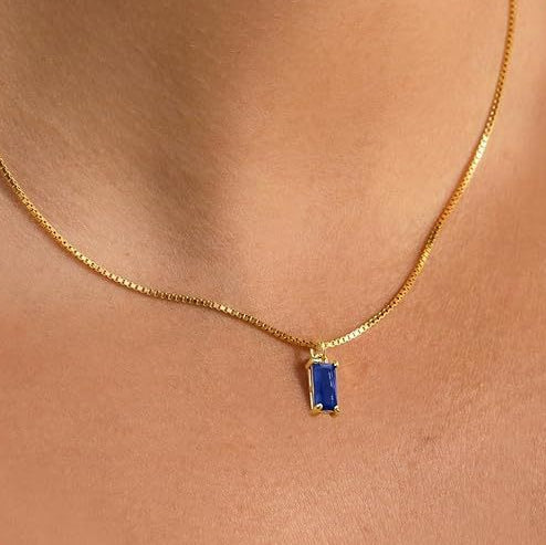 Minimalist Saphir Pendant Halskette | Weiß Gold