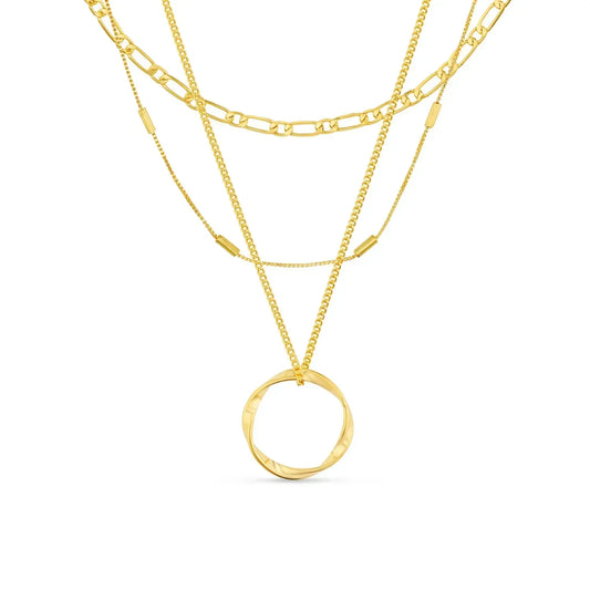 Open Circle Three Row Halskette | Gold