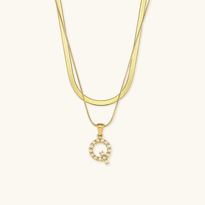 Fiona Layered Gold Initial Letter Halskette