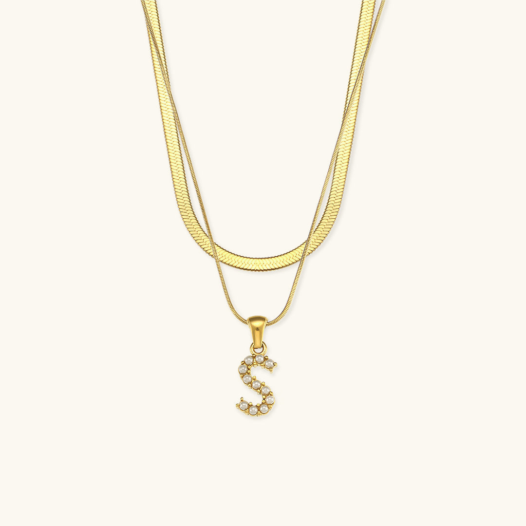 Fiona Layered Gold Initial Letter Halskette
