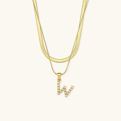 Fiona Layered Gold Initial Letter Halskette