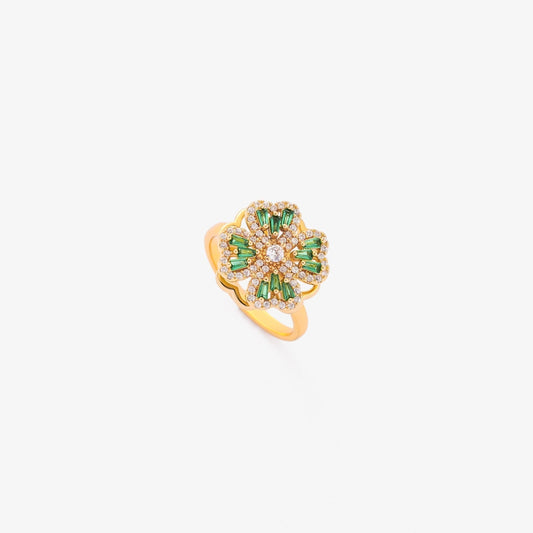 Smaragd Clover Spinning Ring | Gold
