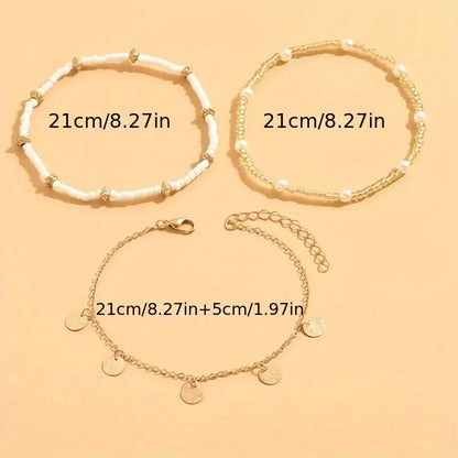 Coastal Anhänger 3-Piece Layered Anklet Set | Gold