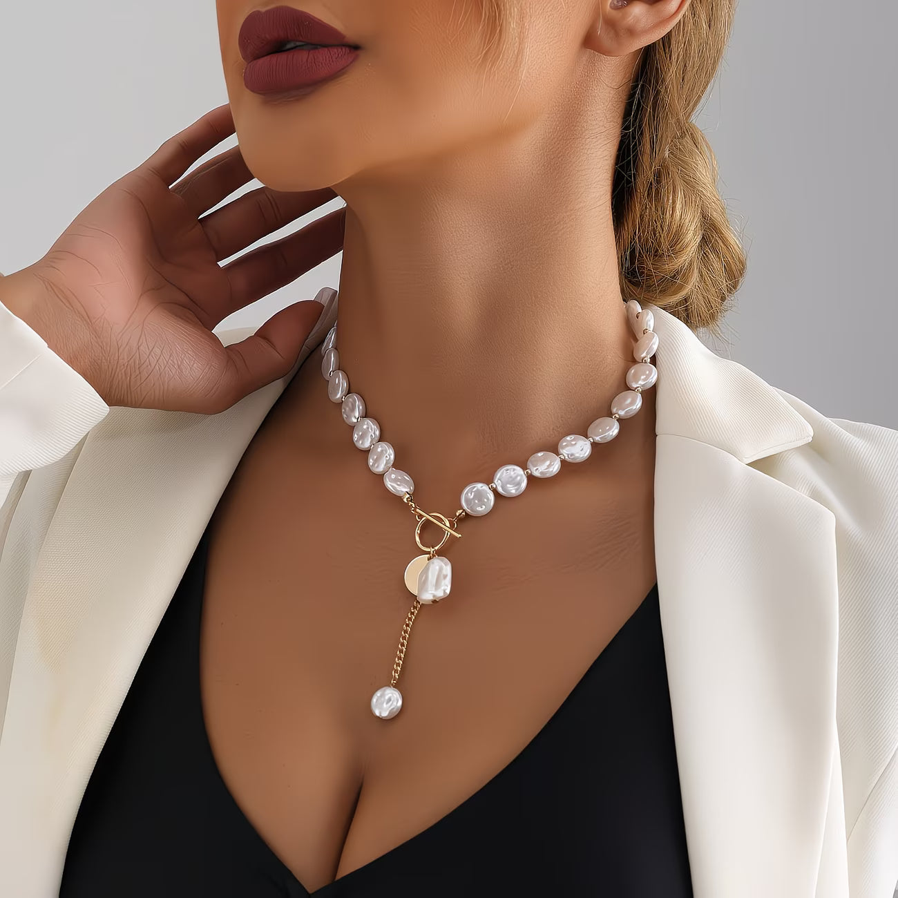 Baroque Perle Toggle Halskette