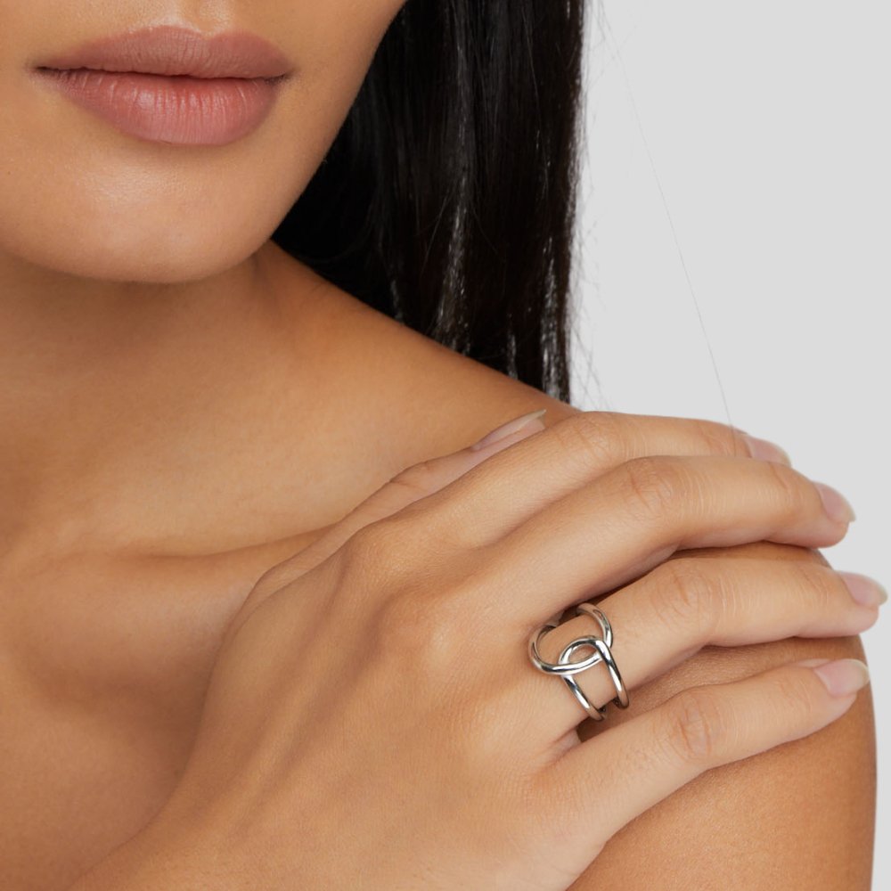 Silber Interlocking Open Ring