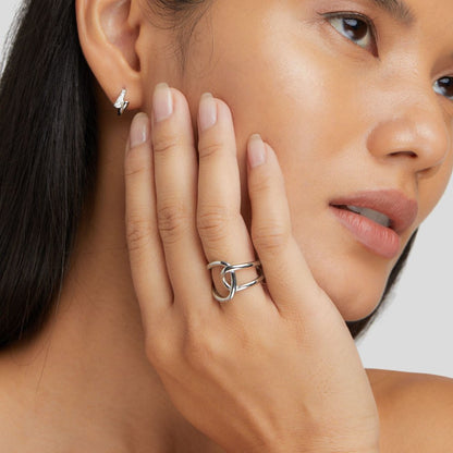 Silber Interlocking Open Ring