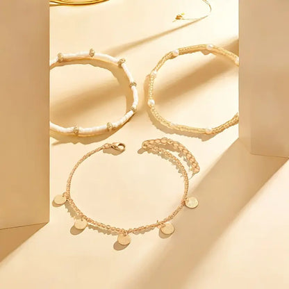 Coastal Anhänger 3-Piece Layered Anklet Set | Gold