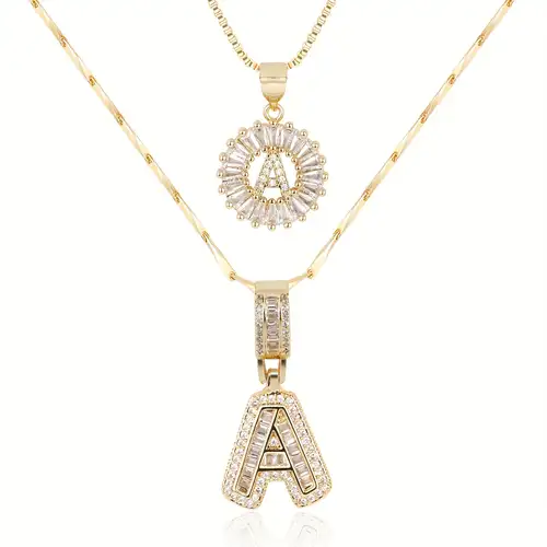 Pave letter initial halsketten-set | Gold