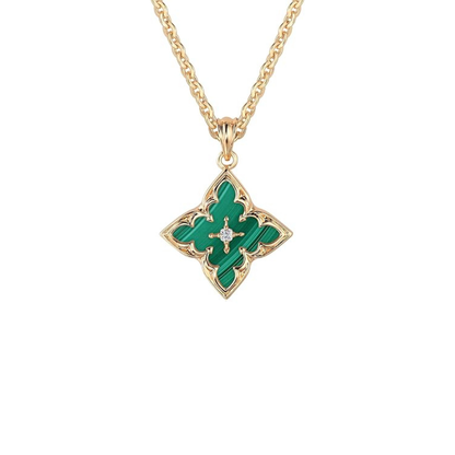 Smaragd Clover Pendant Halskette | Gold