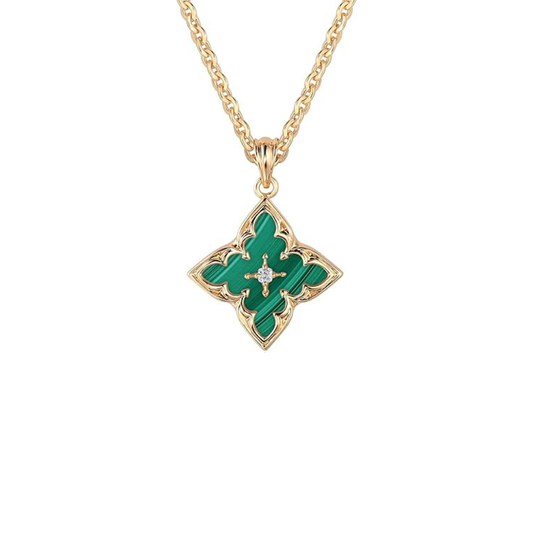 Smaragd Clover Pendant Halskette | Gold