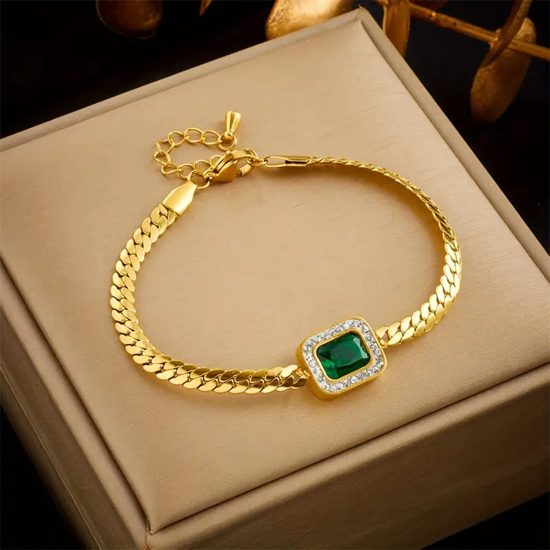 Gold Smaragd Chain Armband