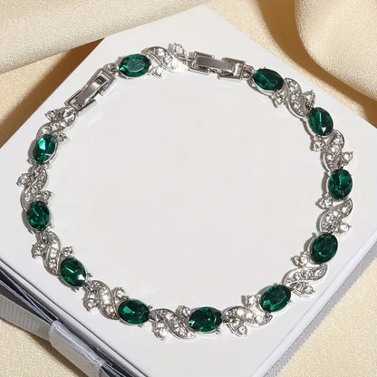 Silber Smaragd Vintage Link Armband