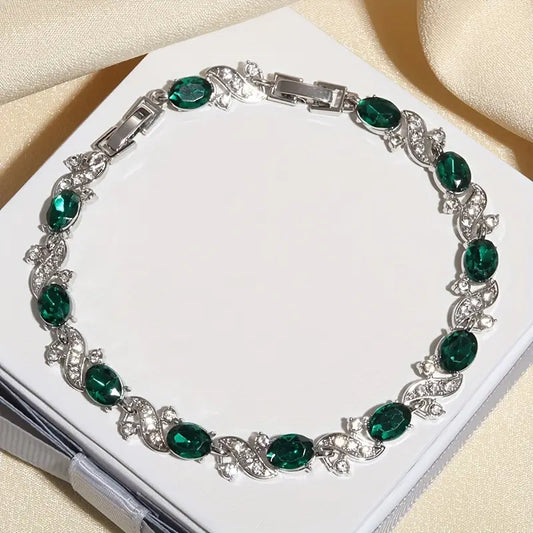 Silber Smaragd Vintage Link Armband