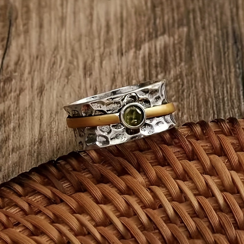Silber and Gold Rustic Band Ring